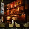 Sfondi murali retrò Izakaya Po per cucina giapponese Sushi Restaurant Decorazione industriale Carta da parati 3D Wall Paper252F