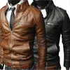 Męskie Kurtki 2021 Marka Mężczyźni Motocykl PU Leather Slim Płaszcz Jacket Gothic Vintage Biker Plus Size Mens Stand Collar Płaszcze