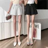 Yaz şort kadın moda Kore asimetrik metal düğmeler kadın geniş bacak ince takım elbise kısa pantolon 210507