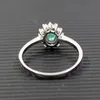 Cluster Rings Classic Diana Princess Wedding Ring Natural Emerald Gemstone 4 * 6mm 0,5 CT Solid 925 Sterling Silver Smycken