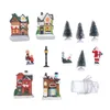 Julekorationer Village Set Dekorera jultomten Claus Harts Villa Ornament 10 st lysande Snow House Gifts Tree Home Decoration210y