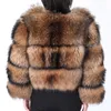 Maomaokong inverno vera pelliccia da donna giacca in pelliccia di procione naturale giacca in pelliccia di alta qualità girocollo calda donna 210928