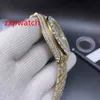 Big Diamond Fashion Automatische Herren Prong Set Watch 43mm Gelbgold 316 Edelstahlkoffer Full Geizuhren Uhren