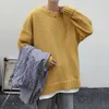 Черный свитер Мужчины Корейская мода негабаритный свитер Чистый цвет Свободный подходящий вязаный свитер Мужчины уличная одежда тенденция одежда мужчины Y0907
