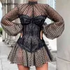 Gratis sommar Kvinnors Sexiga Multi-Way Sculpting Tight Vest Two-Piece Set Celebrity Club Evening Party Lace Dress 210524