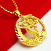 Pendentif Dragon plaqué 24 K exquis pour hommes et femmes, 11 qualité, fait à la main dans une boutique en or de Hong Kong, collier X0707275f