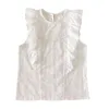 Abbigliamento estivo da donna 100% cotone bianco camicetta senza maniche canotta camicia 210507