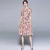 Elegancki Letni Granat Drukowana Dress Vintage Kobiety Kwiat Z Krótkim Rękawem Lace Up Sashes Holiday Boho Vestido 210529