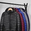 Toppkvalitet Mäns Lätt Vattenbeständig Packerbar Hooded Puffer Jacka Vinter Män Business Casual Winter Coat 211015