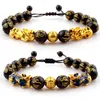 12mm Hand Carved Mantra Beads Feng Shui Braided rope Bracelet Pi Xiu Bracelet Wealth Bracelet for Mens Womens