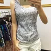 여성 블라우스 패션 스팽글 수 놓은 캐주얼 섹시 민소매 블라우스 셔츠 플러스 사이즈 여성 셔츠