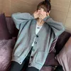 Comelsexy Moda Jesień Zima Kobiety Sweter Sweter Cardigans Solidne koreańskie Kartigans Pojedyncze Breasted Jumper Sweter Harajuku Topy 210515