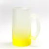 16 أوقية التسامي مصبوغة زجاج البيرة أكواب التدرج اللون مع مقبض المحمولة الصودا البوب ​​يمكن أن عصير الحليب القهوة أكواب المياه B1