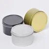 100 ml 3oz ronde vormige snoep cookie pakket box lege koffie thee pot goud zilver zwart metalen tin dozen voor kaars