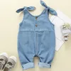 Jeans Europe et États-Unis Printemps Automne Section Bébé Escalade En Gros Style Coréen Sans Manches Enfants Bleu Denim Pantalon Une Pièce Avec Bretelles