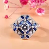 Anneaux De Mariage DODO Belle Bleu Marine Blanc Couleur Cristal Pour Femmes Mode Géométrie Conception Cool Bague Zircon Bijoux Cadeaux Ra0366