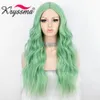 Yeşil peruk uzun dalgalı sentetik peruklar kadınlar için vücut vücut dalgalı peruklar için cadılar bayramı parti cosplay perukları tam makine saçları