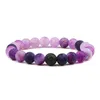 Natural Tiger Olho Pedra Pulseiras 8mm Resistido Pedra Roxo Grânulos Verdes Strand Braceletes Para Homens Bangles Jóias Pulseira Hombre