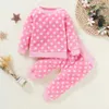 Przyjazd Jesień i Zima 2 Sztuk Dziewczynka Słodka Polka Dot Baby Sets Zimowe Ciepłe Odzież Gruby Sweter Outfit 210528