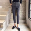 Letnie Paski Biznes Sukienka Spodnie Menwedding Formalne Spodnie Streetwear Casual Office Spodnie Społeczne Mężczyźni Casual Slim Spodnie 210527