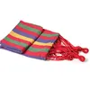 Draagbare Reizen Camping Canvas Hangmat Outdoor Swing Tuin Indoor Slapen Rainbow Stripe Enkele hangmatten met tas 185 * 80cm