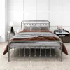 ABD stok metal yatak çerçevesi tam boy vintage başlık ve ayak tahtası ile, sağlam sağlam çelik çıta desteği Yatak vakfı / siyah 252p