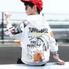 Zestawy ubrań 2021 Hip Hop Boy Anime garnitur nastolatek dzieci koreański GRAFFITI bawełniany sweter z kapturem + spodnie 5 6 7 8 9 10 11 12 rok