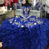 Puffy robe de bal Quinceanera robes de bal 2022 or rose fleur brodé perlé chérie haut corset dos doux 16 robe formelle