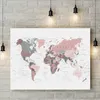 Mappa del mondo Poster Stampa Pink Colors Wall Art Canvas Pittura Big Size Immagine a muro per soggiorno Decorazioni per la casa Cuadros No Frame 210705