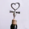 Coração forma combinação casal garrafa de vinho abridor de rolhas de corkscrew set vermelho cerveja de vinho de vidro de vidro tampa de garrafa de vidro lembranças de casamento