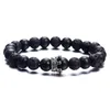 Black White Stone Crown Bracelets For Women Men Volcanic Couple Beads Cheap Bracelet Jewelry Custom