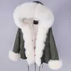 Maaokong Parka Kurtka Zimowa Kobiety Prawdziwe Futro Futro Duży Naturalny Raccoon Futro Hood Grube Ciepłe Krótkie Parkas Streetwear 210928