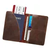 ユニセックス本物のヴィンテージ牛革パスポートカバーホルダートラベル財布