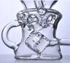 Clear Glass Bong Recycler Hookahs Glass Water Pipes Triple Cyclone Ball Arm Unique Dab Rigs With 14mm Joint Large Portable & Durable