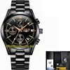 LIGE ETERNIDADE LG9839 Sport Mens relógios Data Black Dial Ponteiro prateado Japão VK Quartz Chronograph Movement Homens Assista Liga Caixa de Couro Preto