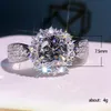 Femmes rondes Zircon anneaux de fiançailles de mariage scintillantes cadeau pour l'amour petite amie Mode bijoux accessoires taille 6-10