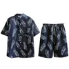 Мужские спортивные костюмы Мужские 2022 летние модные рубашки с цветочным принтом Мужские шорты наборы с коротким рукавом наборы для одежды Pantalones hombre Z0312
