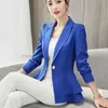 Colared Lady's Coats Solid Button Design Office Work Casual Women's Jecket's Blue Rose Black Wine Red Silm Femmes Coat 5031 80 210527