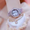 Wristwatches 다이아몬드 시계 여성용 Quartz 숙녀 럭셔리 라인 석 팔찌 손목 시계 여성 몽트레 Femme 방수