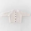 Diamond Pattern Boys Girls Outerwear Spring Baby Sweater Knitting Solid Color Top Versatile Cardigan born Knit 210429
