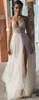 Gali Karten Long Dress Beach Suknie ślubne Side Spad Spaghetti Illusion Sexy Boho Sweep Train Pearls Backless Bohemian Bride Dres233h