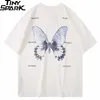 T-shirt surdimensionné Hip Hop Hommes Streetwear Tshirt Butterfly Print Harajuku Summer T-shirt à manches courtes en coton Tops Tees Loose 210329