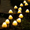 Strings 10/20/30 LED Outdoor Solar String Mini Mushroom Lights 8 Modes Garden Patio Lawn Landscape Light For Pathway Wedding Christmas
