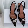 2022 New High Quality Designer Party Dress Shoes Bride Ladies Fashion Pointed Toe Diamond Bow High Heels