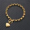 Kpop Bracciale con ciondoli a cuore Bracciale intero in oro argento Colore Bracciali a catena in acciaio inossidabile Gioielli da donna 2020