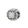 Fits Pandora Original Bracelets 20pcs Silver Charms Beads Crystal Flower Silver Charms Bead For Women Diy European Necklace Jewelry
