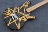 Black body Electric Guitar with Maple neck ,Chrome hardware,Yellow color bar,Provide customized services