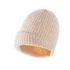 ファッションニット帽子男の子縁のデザインソリッドカラースカルキャップ冬の暖かい綿の柔らかい耳の保護女性の男性ニットビーニーキャップ