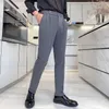 Koreaanse casual broek mannen formele zakelijke jurk broek slim fit effen kleuren kantoor sociale bruiloft broek pantalon homme 210527