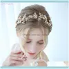 Bandas de cabeça joalheriajonnafe delicado capacete de folha floral de ouro coroa de noiva Vine Crystal Wedding Band tiara Women Hair Jewelry Delie